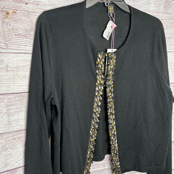 Basler Black Lavish Luxury Beaded 100% Virgin Wool Cardigan New Size 46/16 - Picture 5 of 9